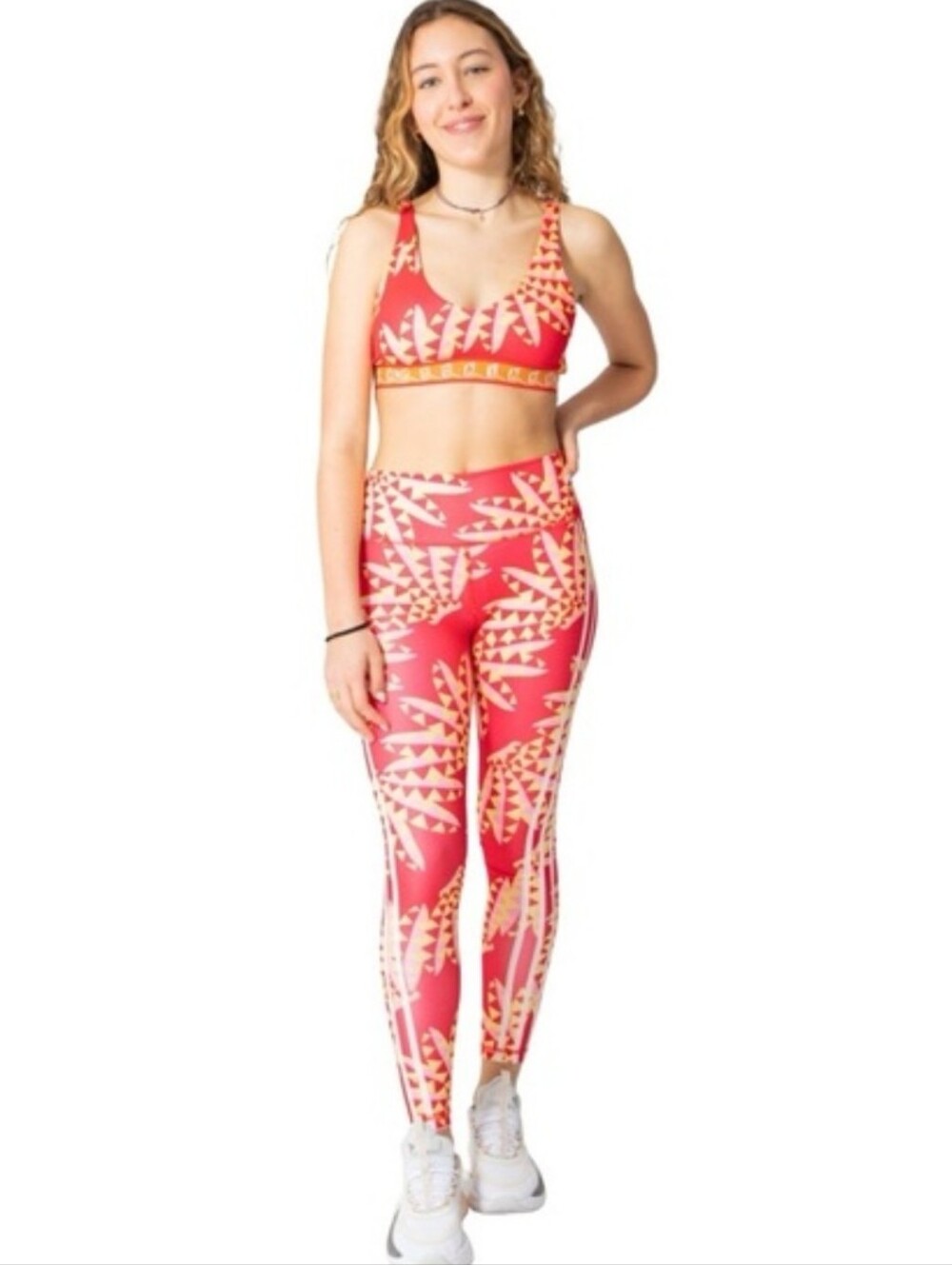 FARM Rio x Adidas Psvchedelic Wave 7/8 High Waist Leggings Tomato Red Yellow XXS - Picture 4 of 10